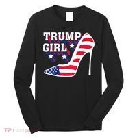 Funny Trump Girl Gift Cute High Heel American Flag Long Sleeve Shirt thumb 0