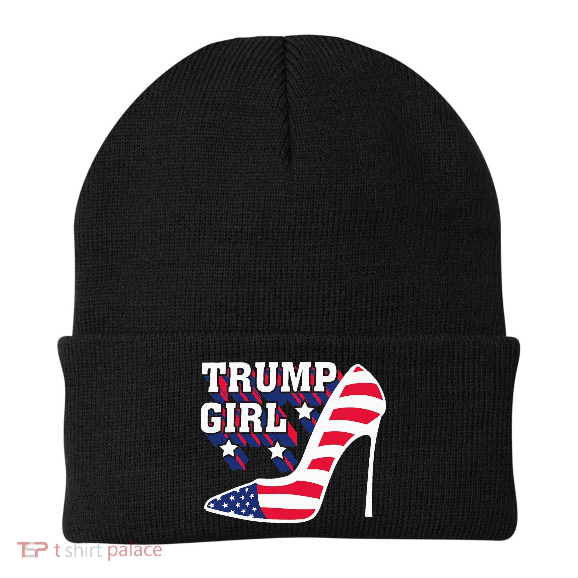 Funny Trump Girl Gift Cute High Heel American Flag Beanie
