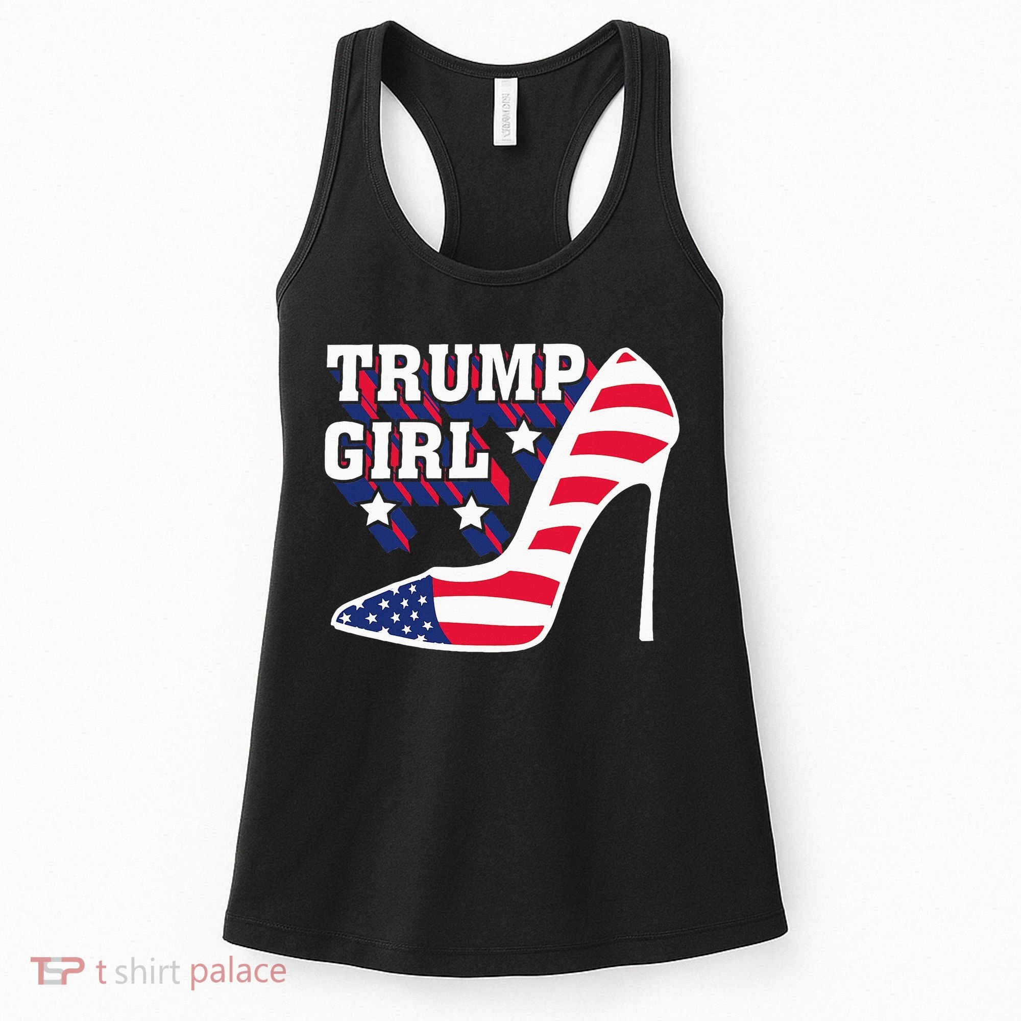 Funny Trump Girl Gift Cute High Heel American Flag Women's Tank Top