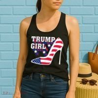 Funny Trump Girl Gift Cute High Heel American Flag Women's Tank Top thumb 2
