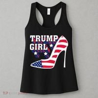 Funny Trump Girl Gift Cute High Heel American Flag Women's Tank Top thumb 3