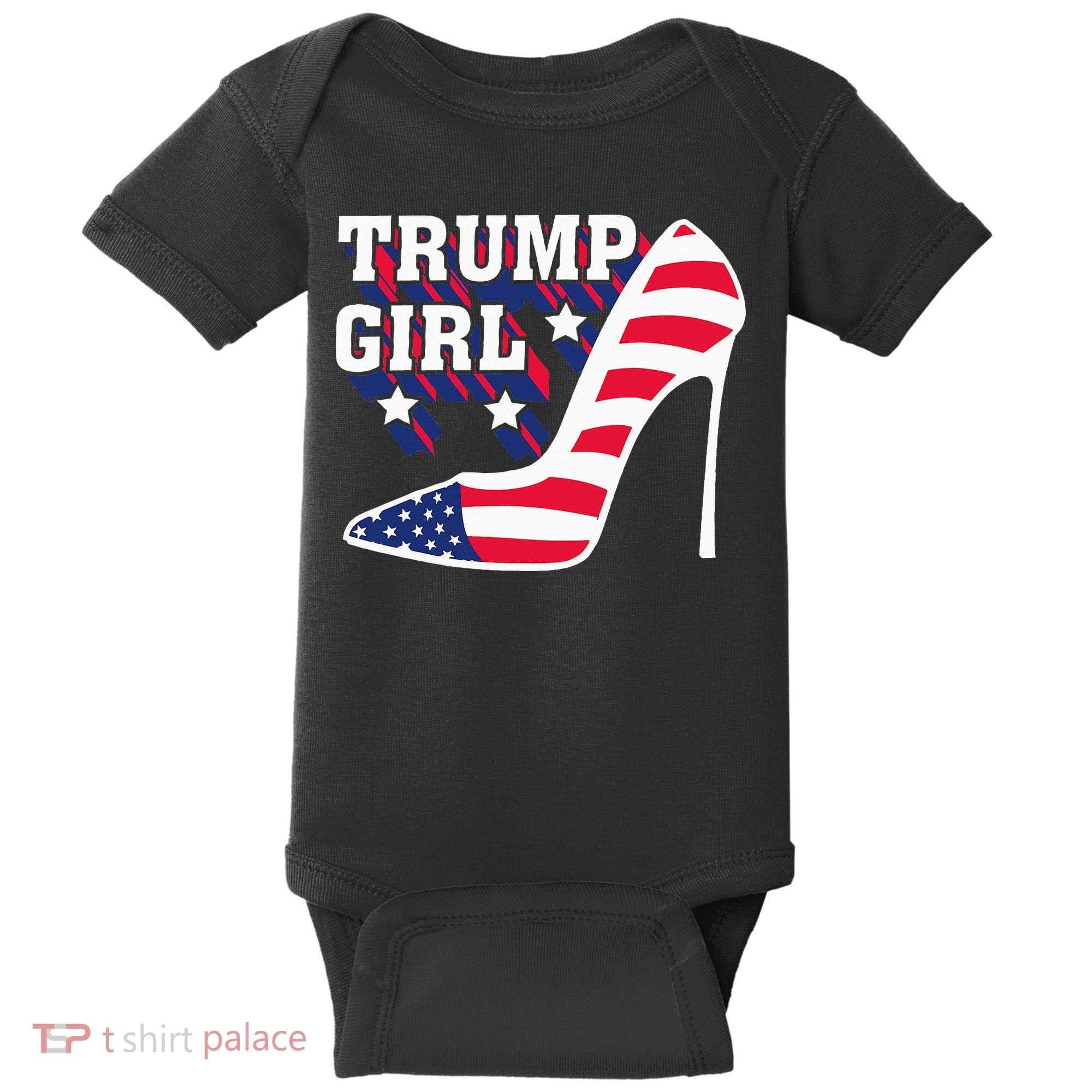 Funny Trump Girl Gift Cute High Heel American Flag Baby Bodysuit