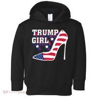 Funny Trump Girl Gift Cute High Heel American Flag Toddler Hoodie thumb 0