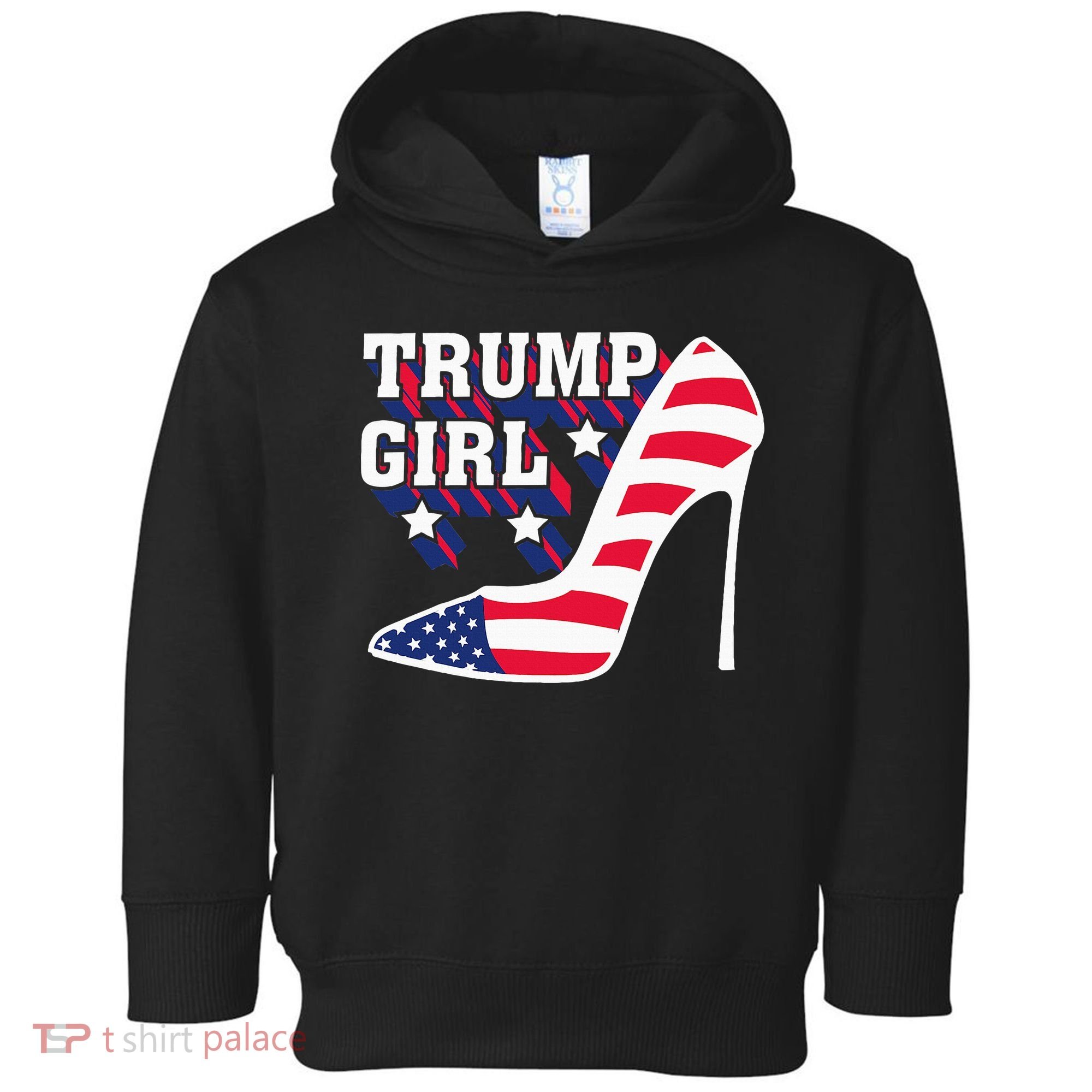 Funny Trump Girl Gift Cute High Heel American Flag Toddler Hoodie