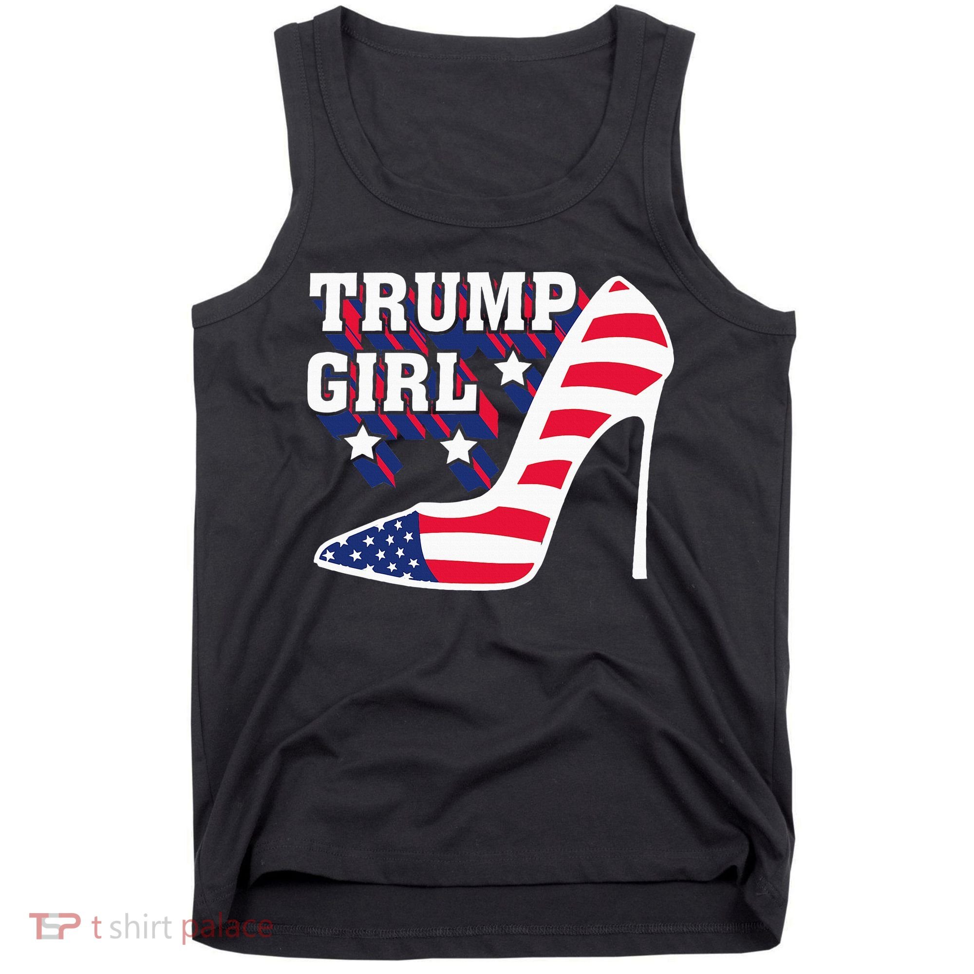 Funny Trump Girl Gift Cute High Heel American Flag Tank Top