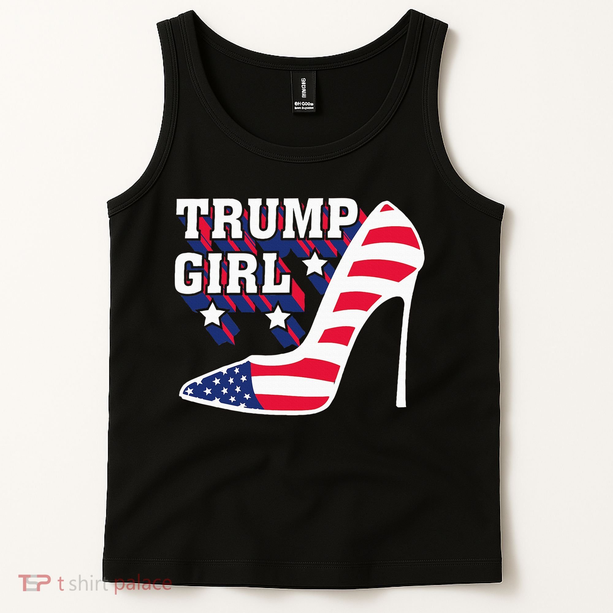 Funny Trump Girl Gift Cute High Heel American Flag Tank Top