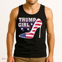 Funny Trump Girl Gift Cute High Heel American Flag Tank Top thumb 3