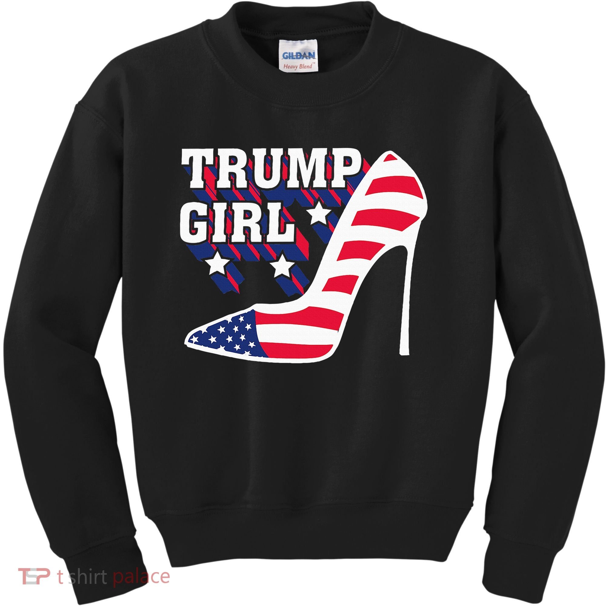 Funny Trump Girl Gift Cute High Heel American Flag Kids Sweatshirt