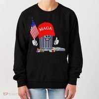 Funny Trump Garbage Can Cartoon Character American Flag Women's Sweatshirt thumb 0