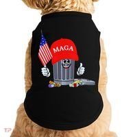 Funny Trump Garbage Can Cartoon Character American Flag Doggie Tank thumb 0