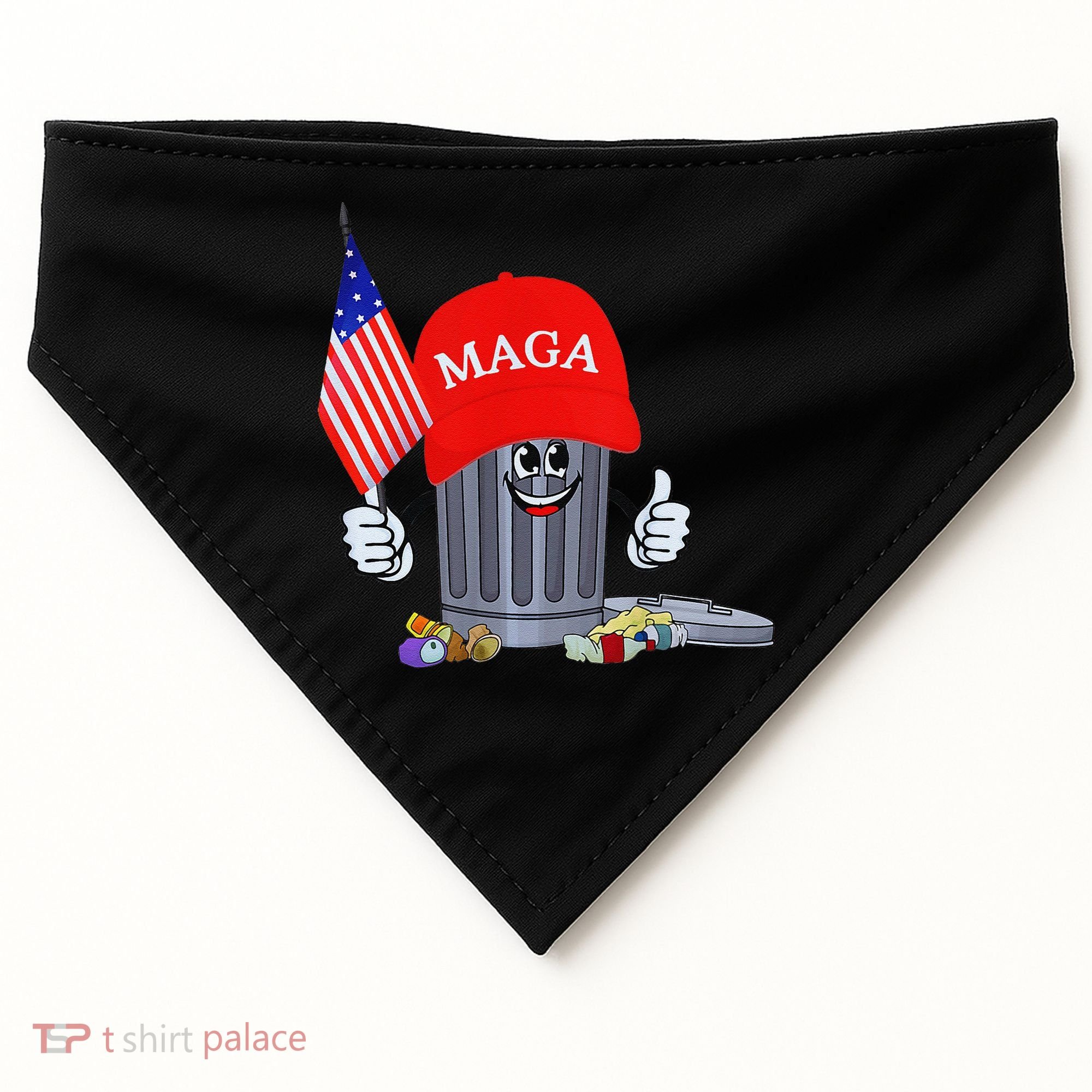 Funny Trump Garbage Can Cartoon Character American Flag USA-Made Doggie Bandana