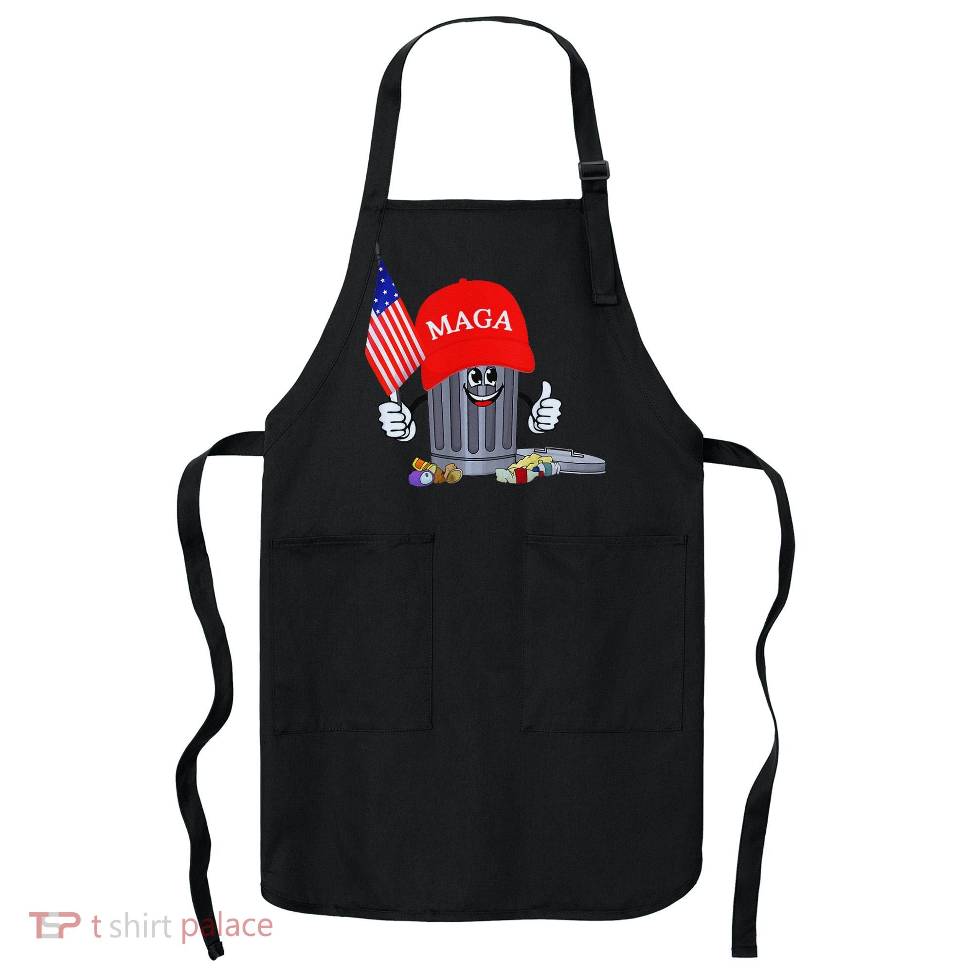 Funny Trump Garbage Can Cartoon Character American Flag Apron