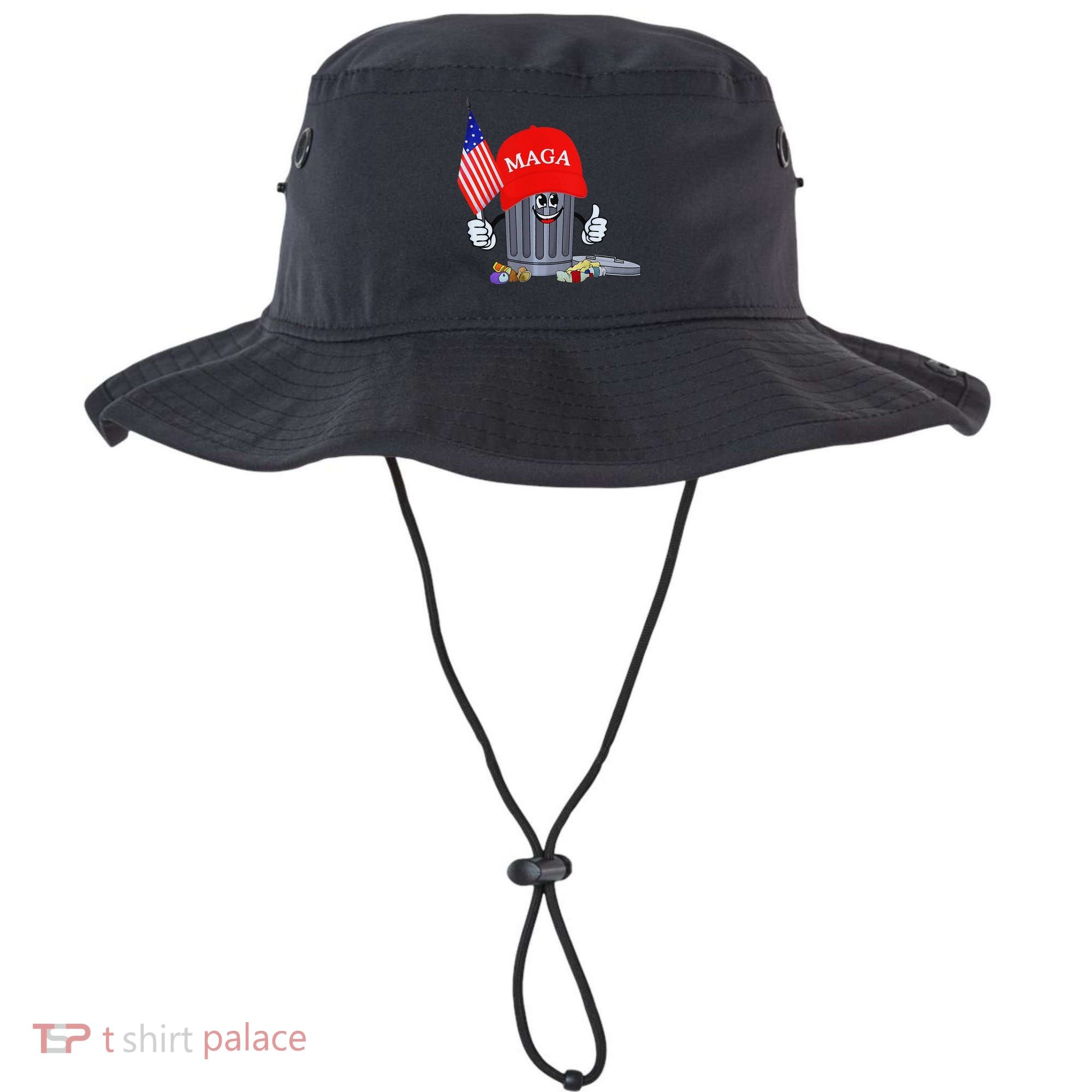Funny Trump Garbage Can Cartoon Character American Flag Bucket Hat
