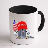 Funny Trump Garbage Can Cartoon Character American Flag Coffee Mug thumb 1