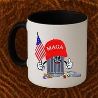 Funny Trump Garbage Can Cartoon Character American Flag Coffee Mug thumb 2