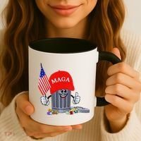 Funny Trump Garbage Can Cartoon Character American Flag Coffee Mug thumb 3