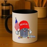 Funny Trump Garbage Can Cartoon Character American Flag Coffee Mug thumb 4