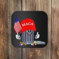 Funny Trump Garbage Can Cartoon Character American Flag Coaster thumb 0