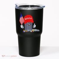 Funny Trump Garbage Can Cartoon Character American Flag Tumbler thumb 0