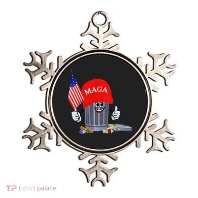 Funny Trump Garbage Can Cartoon Character American Flag Ornament