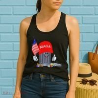 Funny Trump Garbage Can Cartoon Character American Flag Women's Tank Top thumb 2