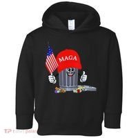 Funny Trump Garbage Can Cartoon Character American Flag Toddler Hoodie thumb 0