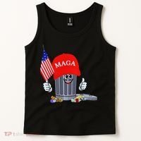 Funny Trump Garbage Can Cartoon Character American Flag Tank Top thumb 2