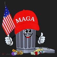 Funny Trump Garbage Can Cartoon Character American Flag Golf Towel thumb 3