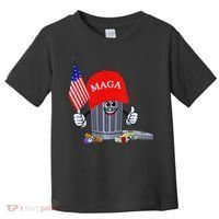 Funny Trump Garbage Can Cartoon Character American Flag Toddler T-Shirt thumb 0