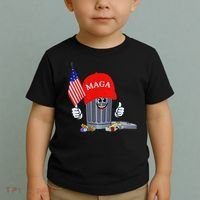 Funny Trump Garbage Can Cartoon Character American Flag Toddler T-Shirt thumb 2