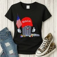 Funny Trump Garbage Can Cartoon Character American Flag Women's T-Shirt thumb 3