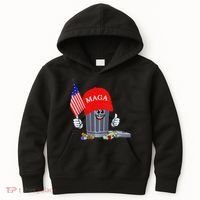 Funny Trump Garbage Can Cartoon Character American Flag Kids Hoodie thumb 0