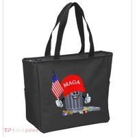 Funny Trump Garbage Can Cartoon Character American Flag Tote Bag thumb 2