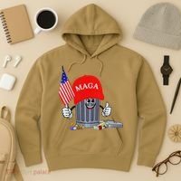 Funny Trump Garbage Can Cartoon Character American Flag Hoodie thumb 3