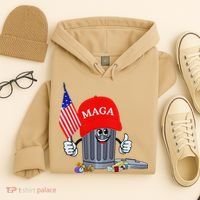 Funny Trump Garbage Can Cartoon Character American Flag Hoodie thumb 4