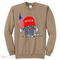 Funny Trump Garbage Can Cartoon Character American Flag Sweatshirt thumb 0