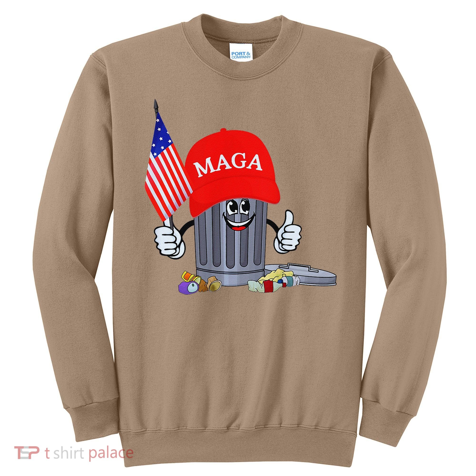 Funny Trump Garbage Can Cartoon Character American Flag Sweatshirt