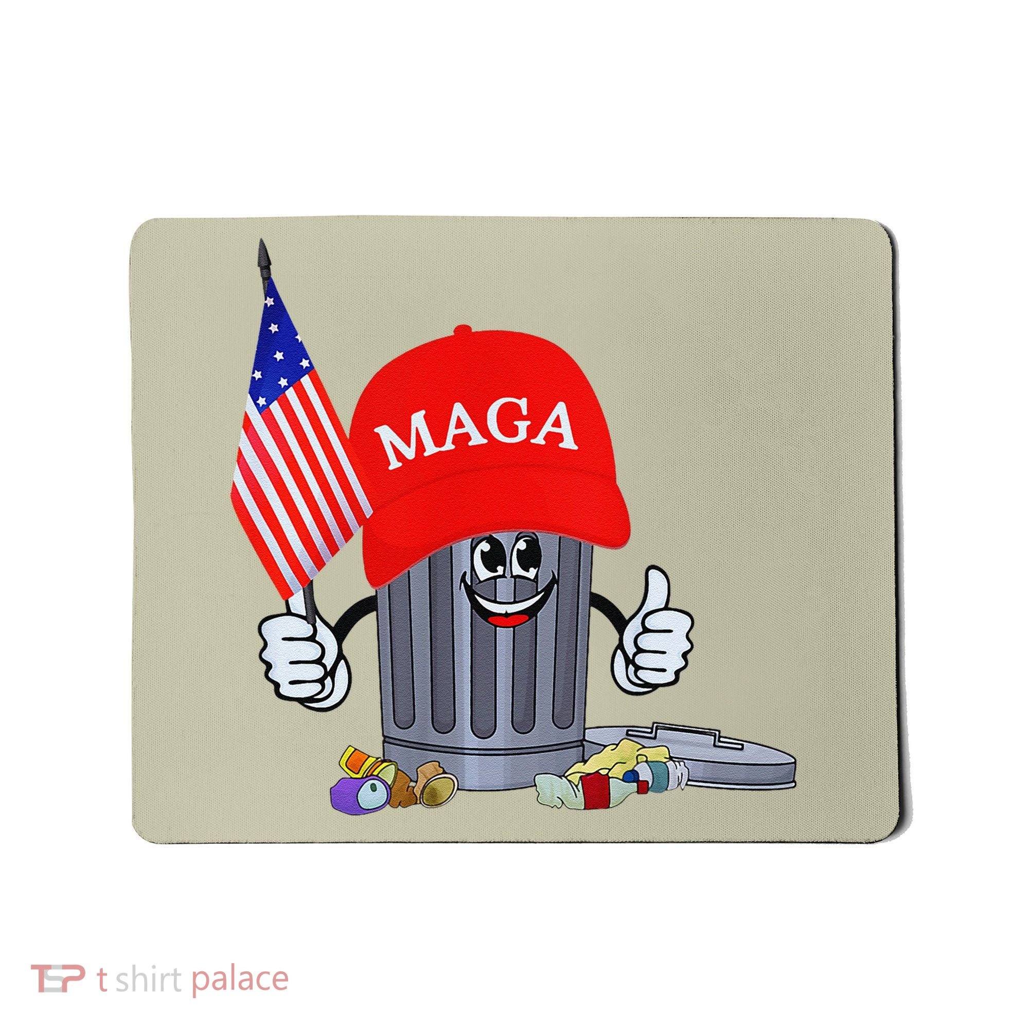 Funny Trump Garbage Can Cartoon Character American Flag Mousepad
