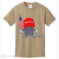 Funny Trump Garbage Can Cartoon Character American Flag Kids T-Shirt thumb 0