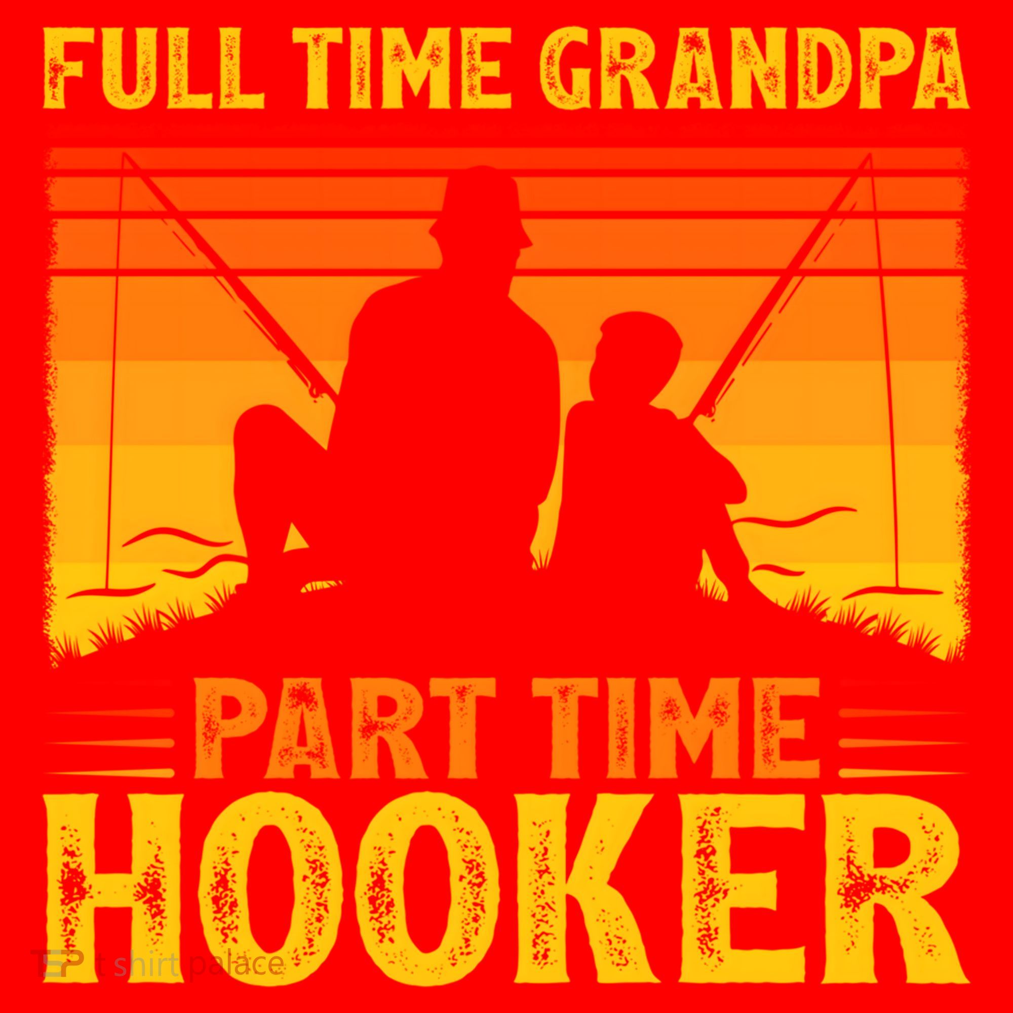 Full Time Grandpa Part Time Hooker Fishing Father's Day Gift Santa Hat