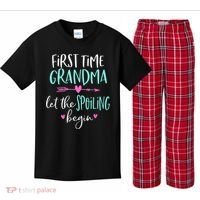 First Time Grandma Let The Spoiling Begin New 1st Time Kids Plaid Pajama Set thumb 0