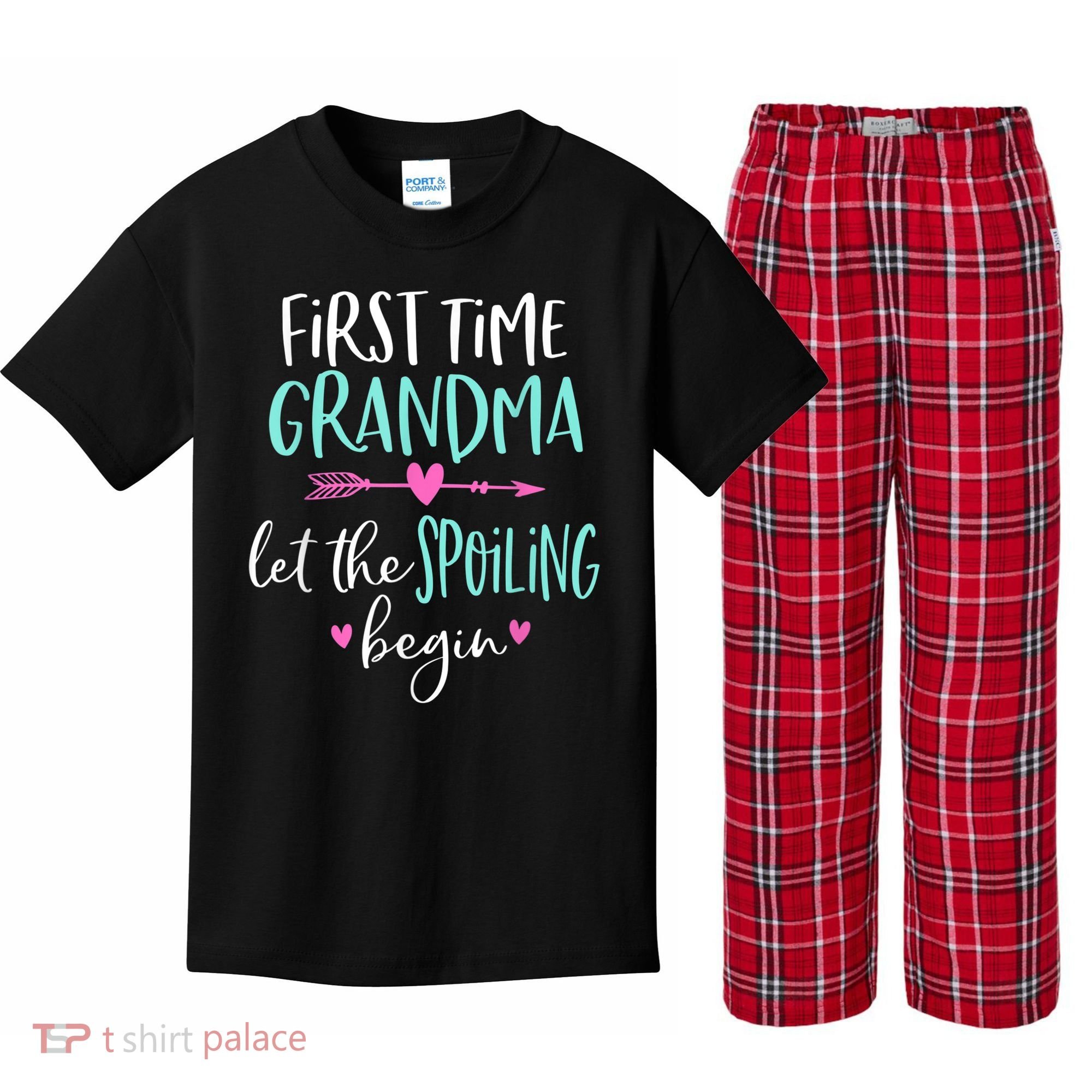 First Time Grandma Let The Spoiling Begin New 1st Time Kids Plaid Pajama Set