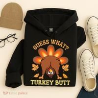 Funny Thanksgiving Guess What Turkey Butt Hoodie thumb 4