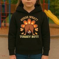 Funny Thanksgiving Guess What Turkey Butt Kids Hoodie thumb 3