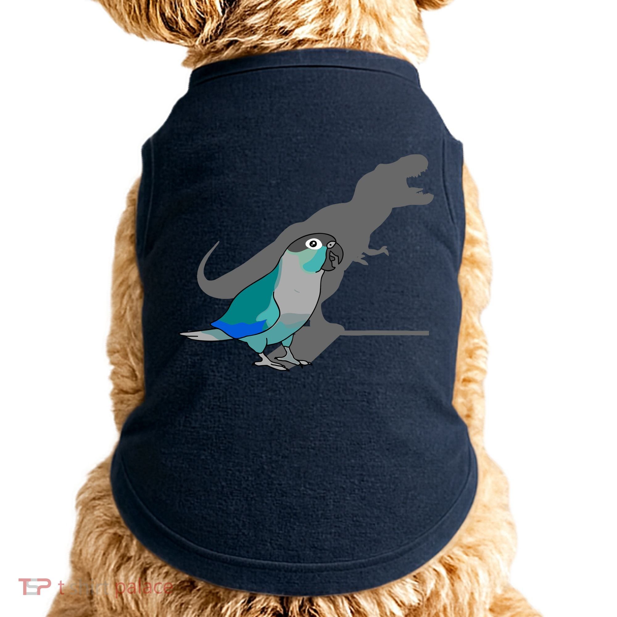Funny Turquoise Green Cheeked Conure Trex Dinosaur Parrot Doggie Tank