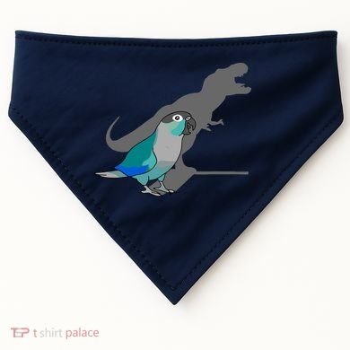 Funny Turquoise Green Cheeked Conure Trex Dinosaur Parrot USA-Made Doggie Bandana