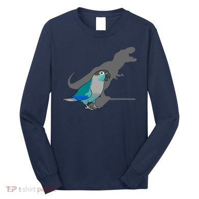 Funny Turquoise Green Cheeked Conure Trex Dinosaur Parrot Long Sleeve Shirt