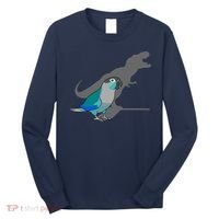 Funny Turquoise Green Cheeked Conure Trex Dinosaur Parrot Long Sleeve Shirt thumb 0