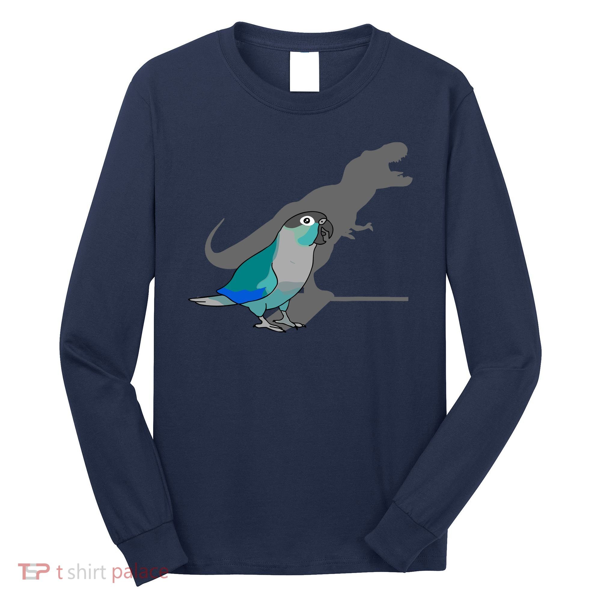 Funny Turquoise Green Cheeked Conure Trex Dinosaur Parrot Long Sleeve Shirt