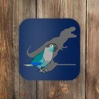 Funny Turquoise Green Cheeked Conure Trex Dinosaur Parrot Coaster thumb 0
